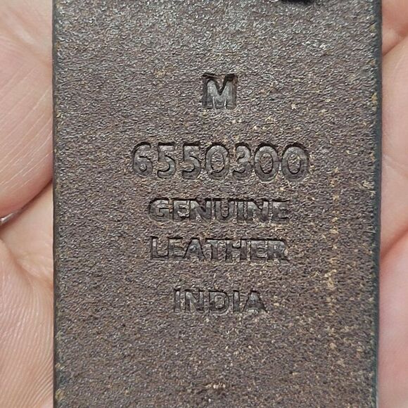 Vintage Chocolate Burnish Genuine Leather Western Belt Brass Cutouts Studded M - Picture 3 of 12